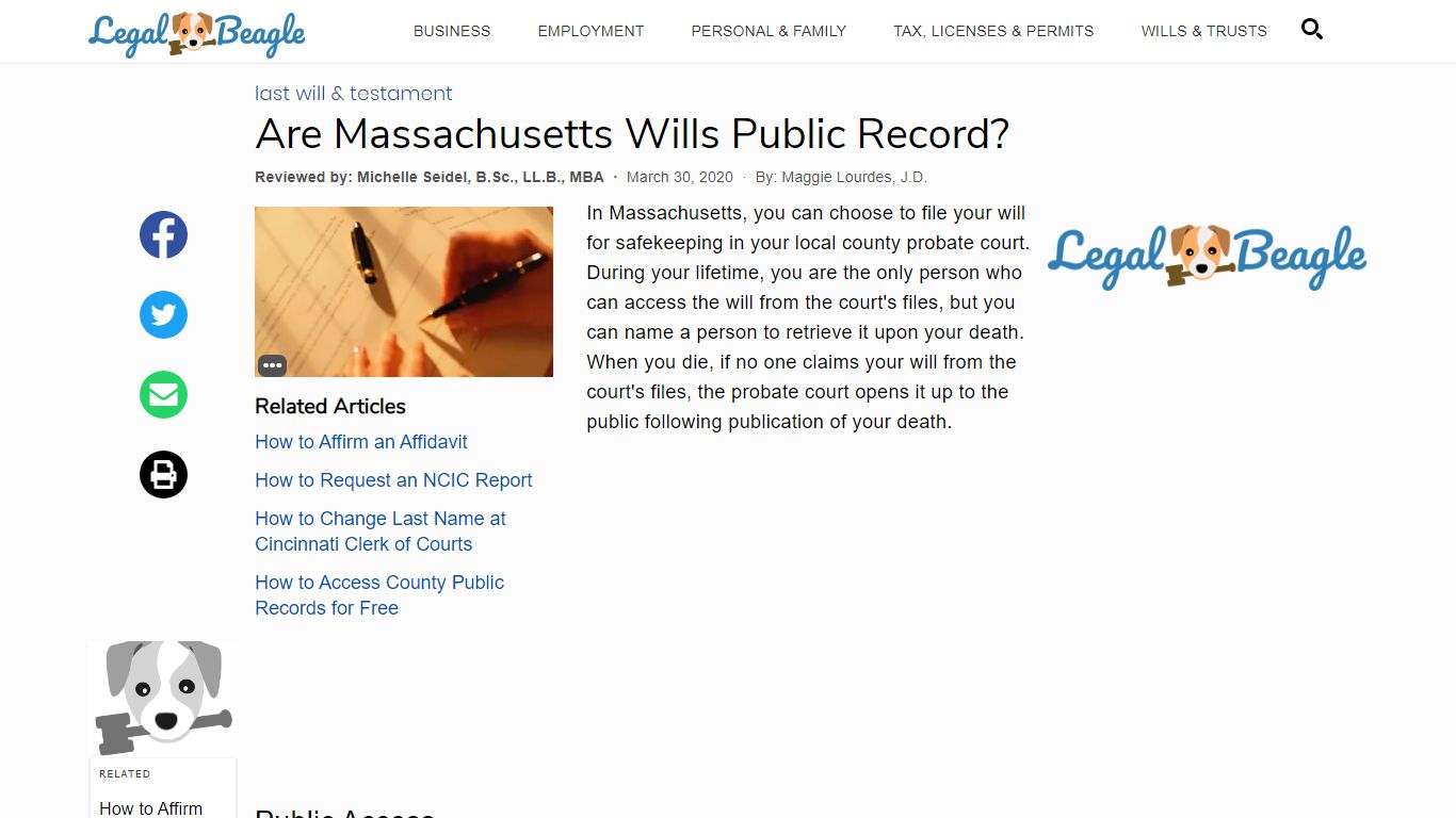 Are Massachusetts Wills Public Record? | Legal Beagle